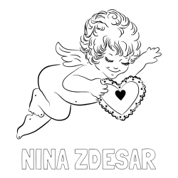 Pobarvanka imena NINA ZDEŠAR in pobarvanka angela s srčkom