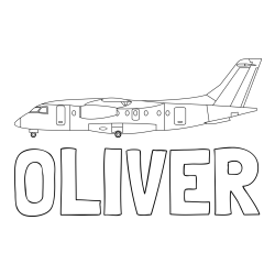 Online izdelana pobarvanka - Pobarvanka imena OLIVER in pobarvanka potniškega aviona