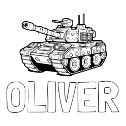 Online izdelana pobarvanka - Pobarvanka imena OLIVER in pobarvanka tanka
