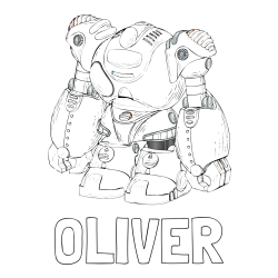 Online izdelana pobarvanka - Pobarvanka imena OLIVER in pobarvanka velikega robota