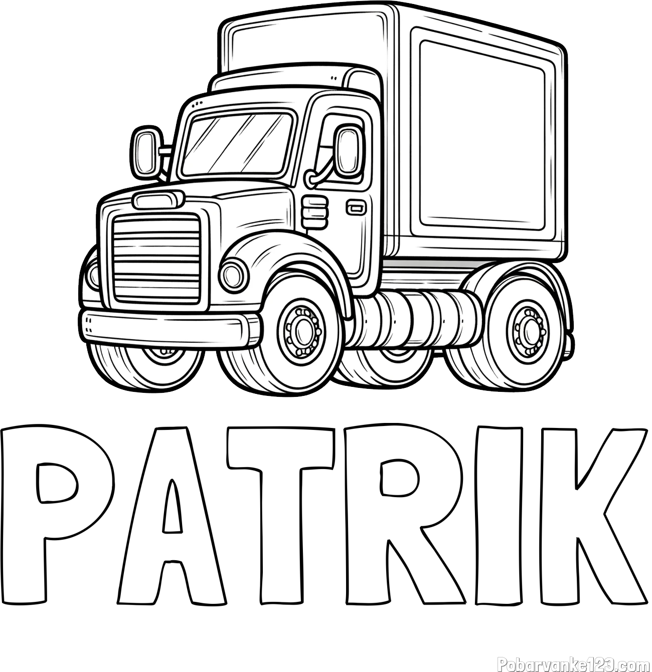 Pobarvanka imena PATRIK in pobarvanka starega tovornjaka
