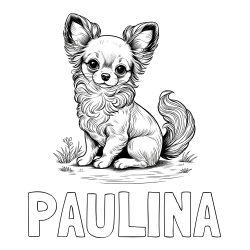 Online izdelana pobarvanka - Pobarvanka imena PAULINA in pobarvanka ljubke čivave