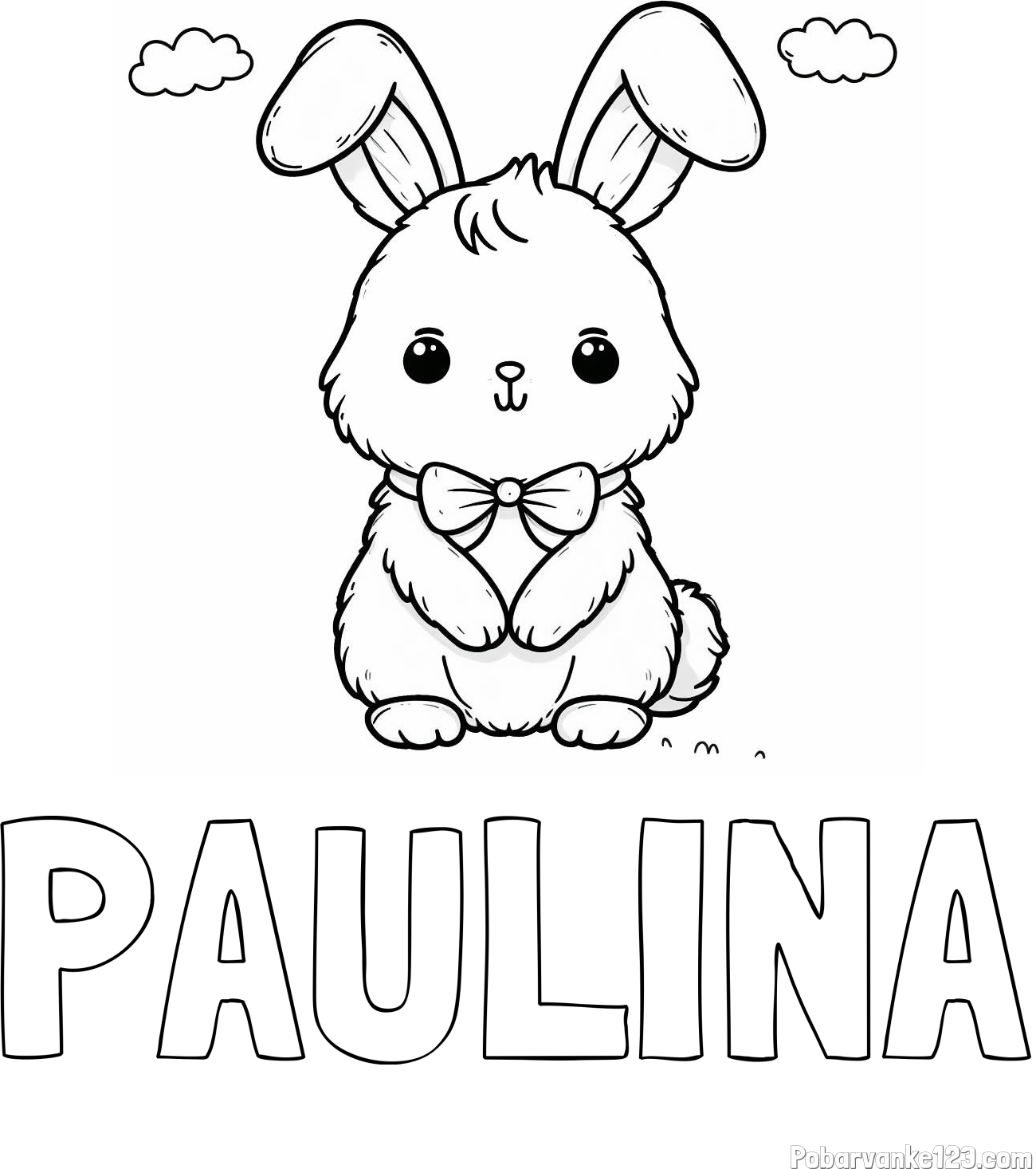 Pobarvanka imena PAULINA in pobarvanka prikupnega zajčka