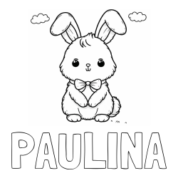 Online izdelana pobarvanka - Pobarvanka imena PAULINA in pobarvanka prikupnega zajčka