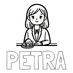Online izdelana pobarvanka - Pobarvanka imena PETRA in pobarvanka bančne uslužbenke