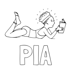 Online izdelana pobarvanka - Pobarvanka imena PIA in pobarvanka kopalke med branjem knjige