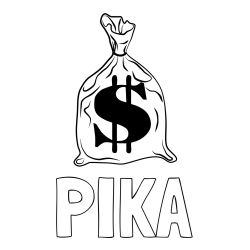 Online izdelana pobarvanka - Pobarvanka imena PIKA in pobarvanka žaklja z denarjem