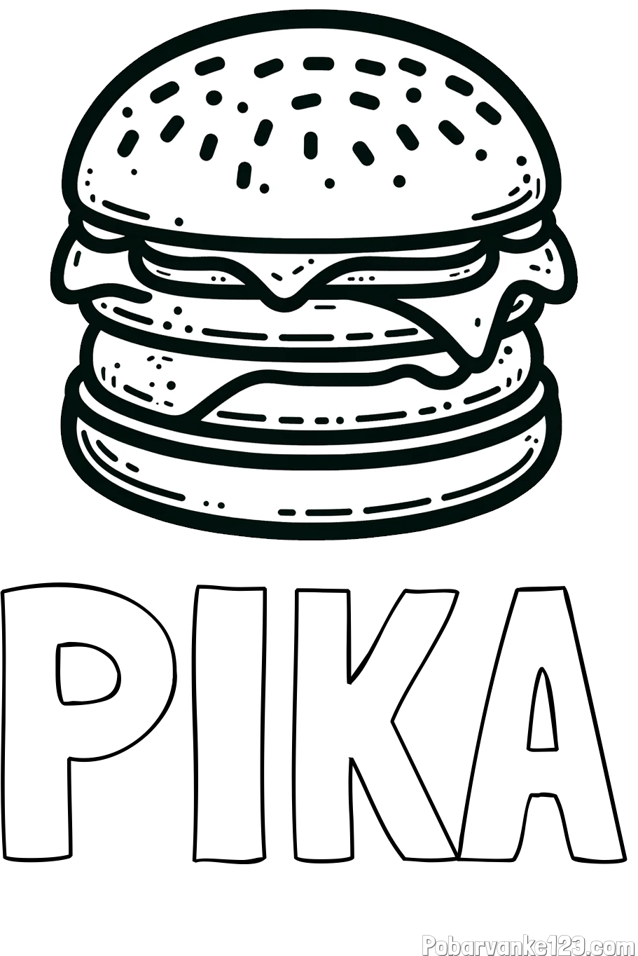 Pobarvanka imena PIKA in preprosta pobarvanka hamburgerja