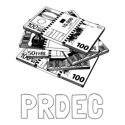 Pobarvanka imena PRDEC in pobarvanka evrskih bankovcev