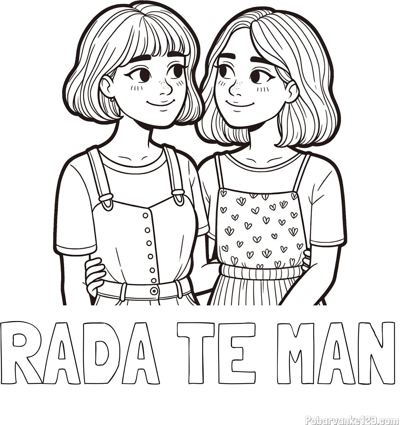 Pobarvanka imena RADA TE MAN in pobarvanka dveh najboljših prijateljic