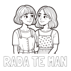 Online izdelana pobarvanka - Pobarvanka imena RADA TE MAN in pobarvanka dveh najboljših prijateljic