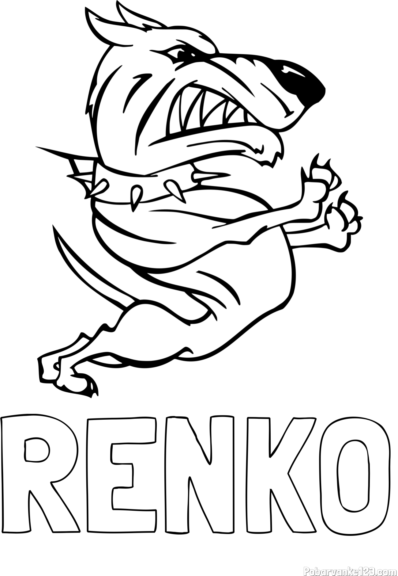 Pobarvanka imena RENKO in pobarvanka hudega kužka