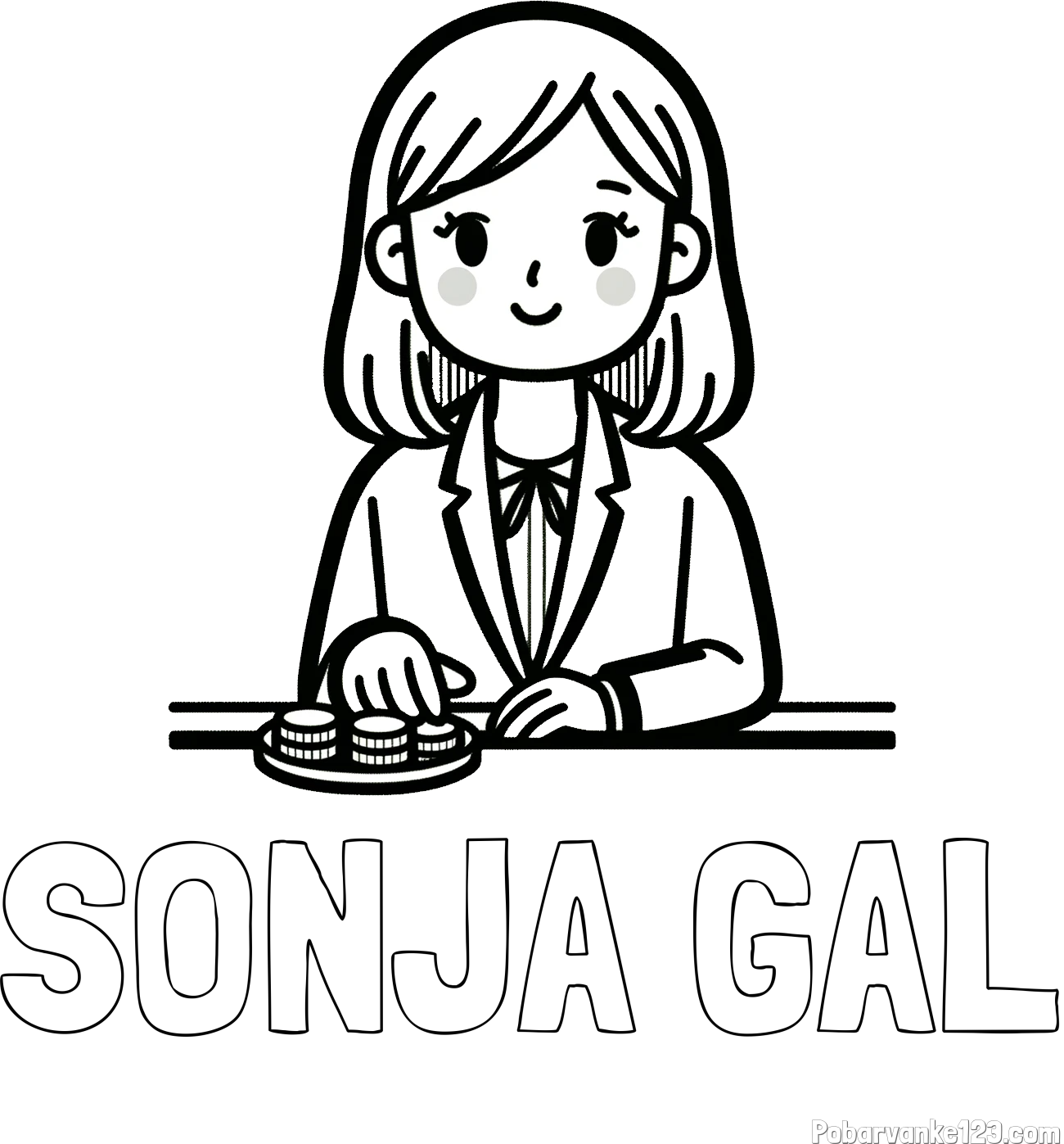 Pobarvanka imena SONJA GAL in pobarvanka bančne uslužbenke