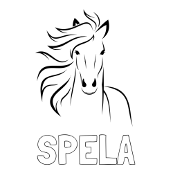 Online izdelana pobarvanka - Pobarvanka imena ŠPELA in lepa pobarvanka konja