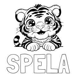 Online izdelana pobarvanka - Pobarvanka imena ŠPELA in pobarvanka tigrček