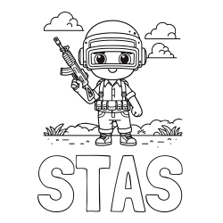 Online izdelana pobarvanka - Pobarvanka imena STAŠ in lepa otroška PUBG pobarvanka