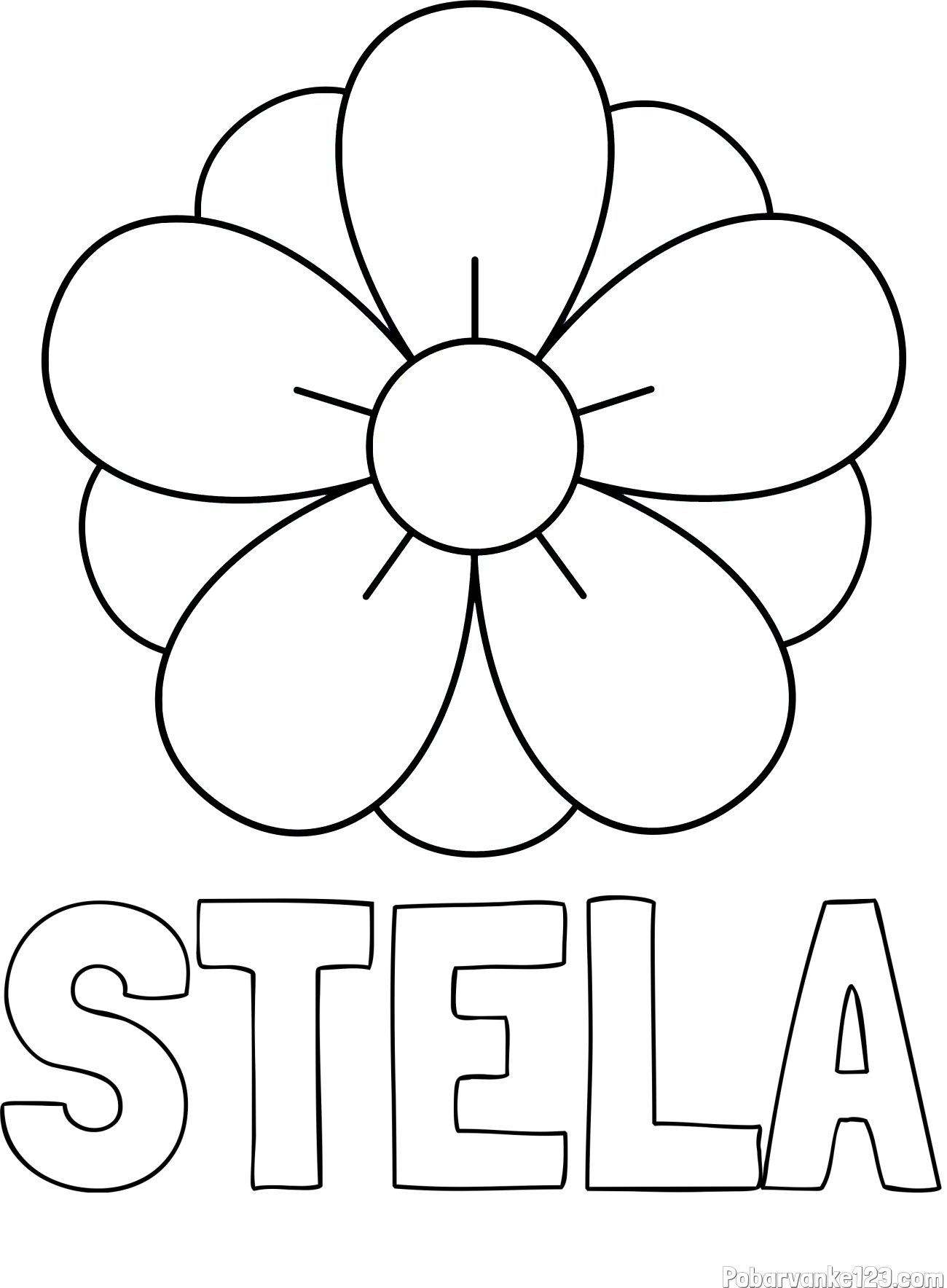 Pobarvanka imena STELA in pobarvanka lepega cveta