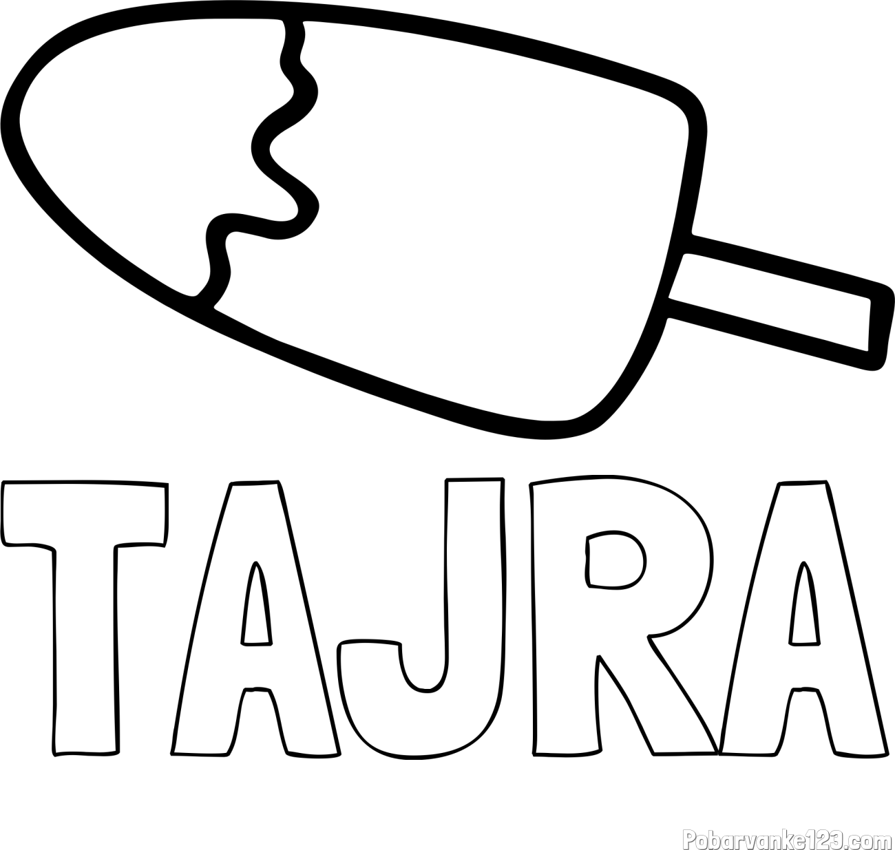 Pobarvanka imena TAJRA in pobarvanka lučke (sladoled na palčki)