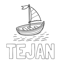 Pobarvanka imena TEJAN in preprosta pobarvanka ladjice