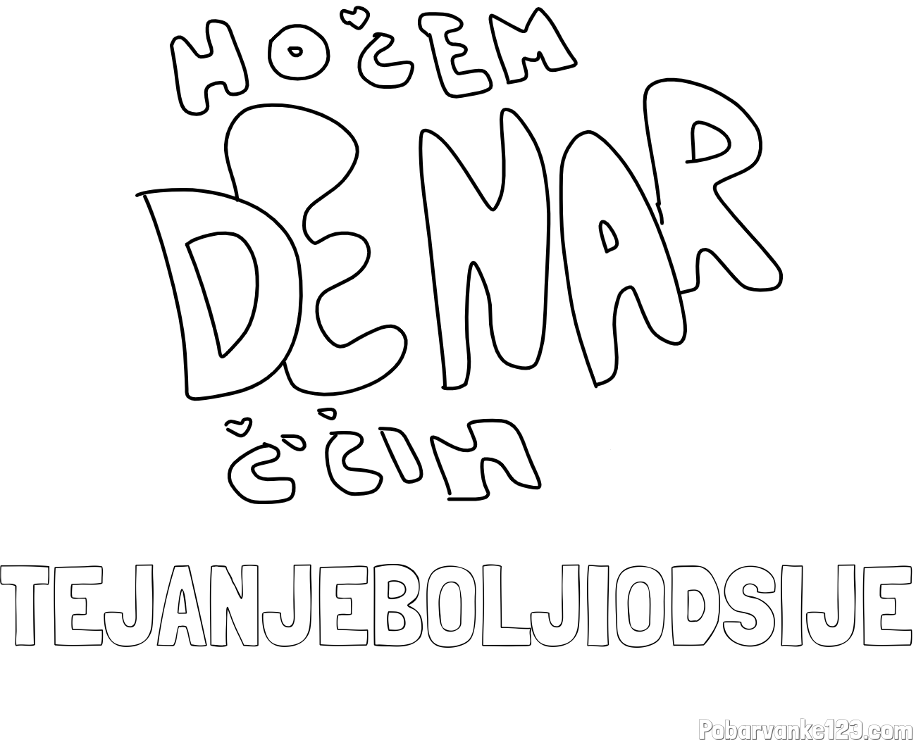 Pobarvanka imena TEJANJEBOLJIODSIJE in pobarvanka Hočem denar 💲