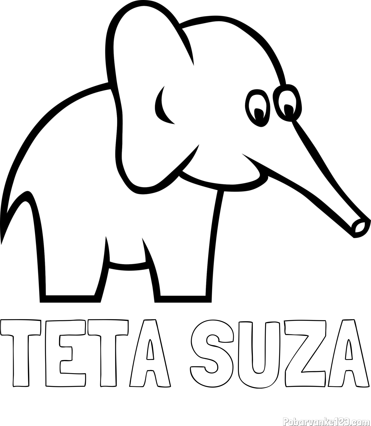 Pobarvanka imena TETA SUZA in pobarvanka ljubkega slončka