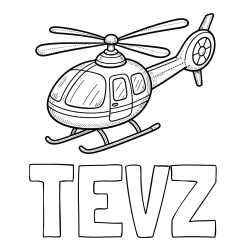 Online izdelana pobarvanka - Pobarvanka imena TEVŽ in pobarvanka manjšega helikopterja