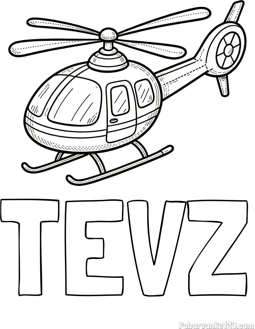 Pobarvanka imena TEVŽ in pobarvanka manjšega helikopterja