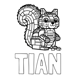 Online izdelana pobarvanka - Pobarvanka imena TIAN in pobarvanka LEGO veverice