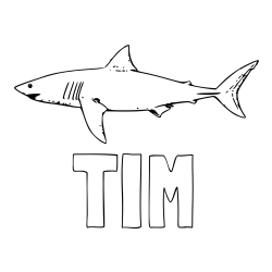 Online izdelana pobarvanka - Pobarvanka imena TIM in pobarvanka morskega psa