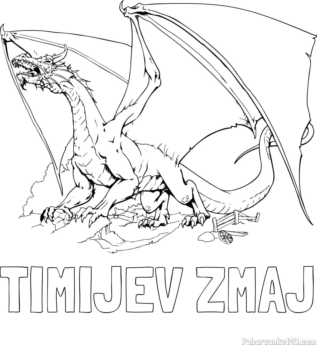 Pobarvanka imena TIMIJEV ZMAJ in pobarvanka strašnega zmaja