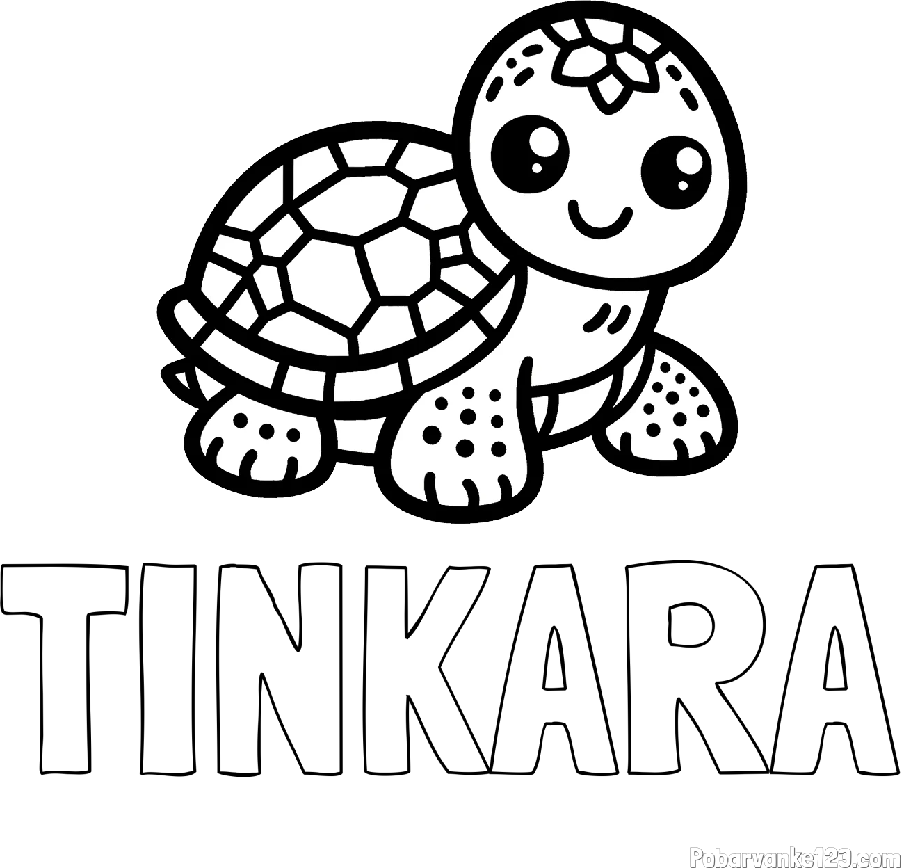 Pobarvanka imena TINKARA in otroška pobarvanka želve