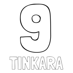 Online izdelana pobarvanka - Pobarvanka imena TINKARA in pobarvanka številke devet (9)