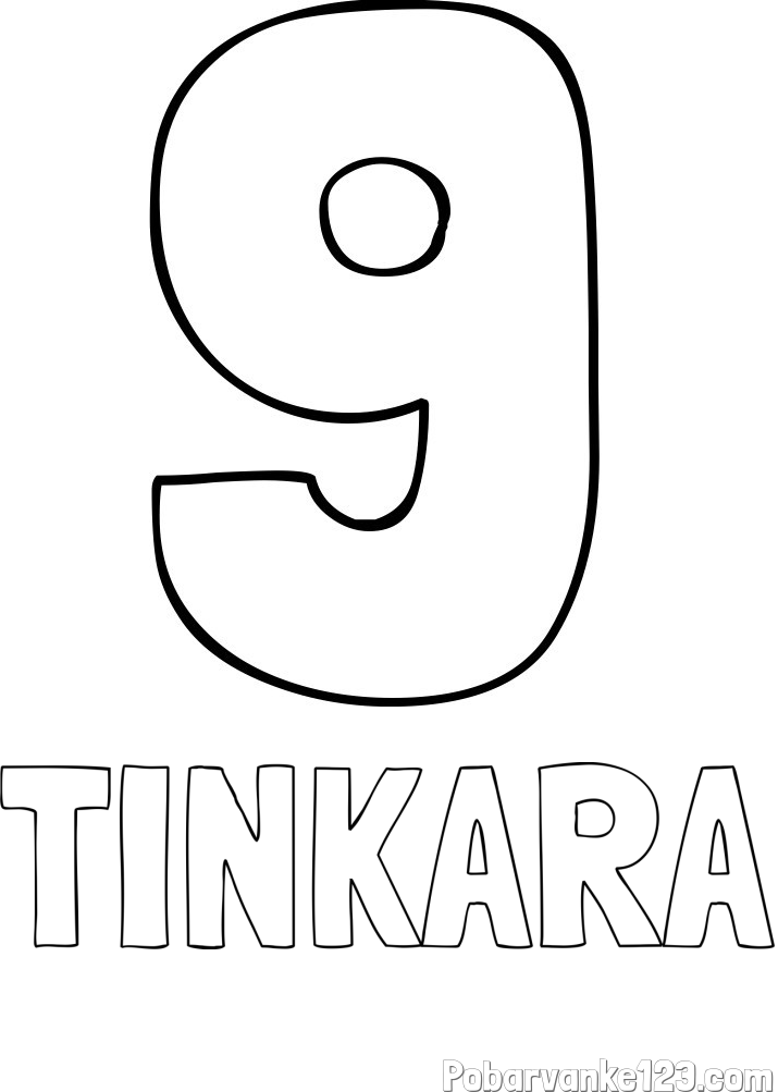 Pobarvanka imena TINKARA in pobarvanka številke devet (9)