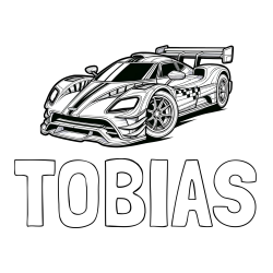 Online izdelana pobarvanka - Pobarvanka imena TOBIAS in pobarvanka modernega športnega avtomobila