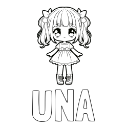 Online izdelana pobarvanka - Pobarvanka imena UNA in pobarvanka anime punčke