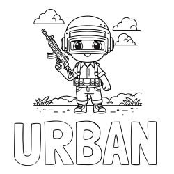 Online izdelana pobarvanka - Pobarvanka imena URBAN in lepa otroška PUBG pobarvanka