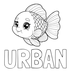 Online izdelana pobarvanka - Pobarvanka imena URBAN in ljubka pobarvanka starejše ribe