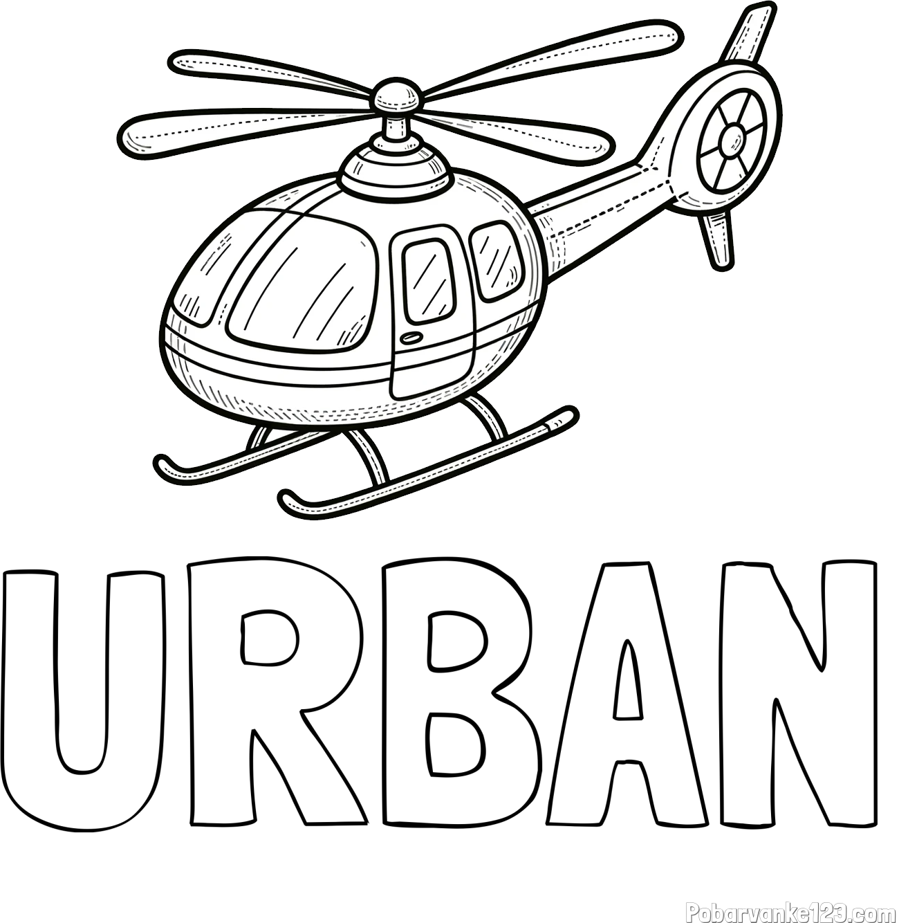 Pobarvanka imena URBAN in pobarvanka manjšega helikopterja
