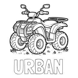 Online izdelana pobarvanka - Pobarvanka imena URBAN in pobarvanka velikega štirikolesnika