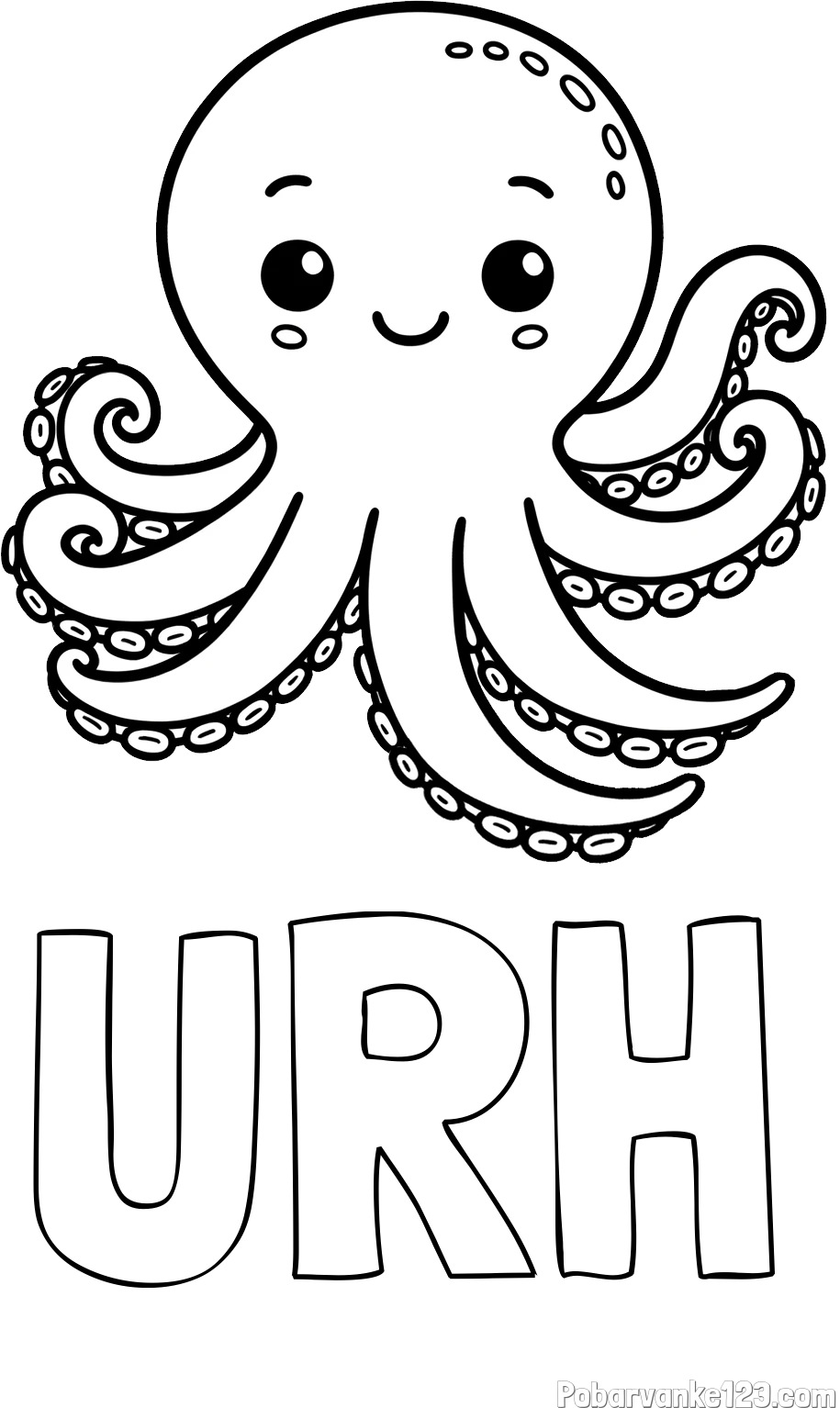 Pobarvanka imena URH in pobarvanka ljubke in nasmejane hobotnice