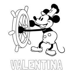 Pobarvanka imena VALENTINA in pobarvanka Miki Miške (Mickey Mouse)