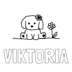Online izdelana pobarvanka - Pobarvanka imena VIKTORIA in KUŽIKA