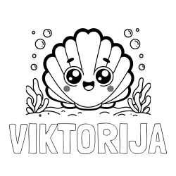 Pobarvanka imena VIKTORIJA in pobarvanka nasmejane školjke