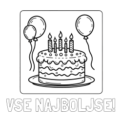 Online izdelana pobarvanka - Pobarvanka imena VSE NAJBOLJŠE! in pobarvanka torte za 5. rojstni dan