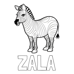 Pobarvanka imena ZALA in pobarvanka ljubke zebre