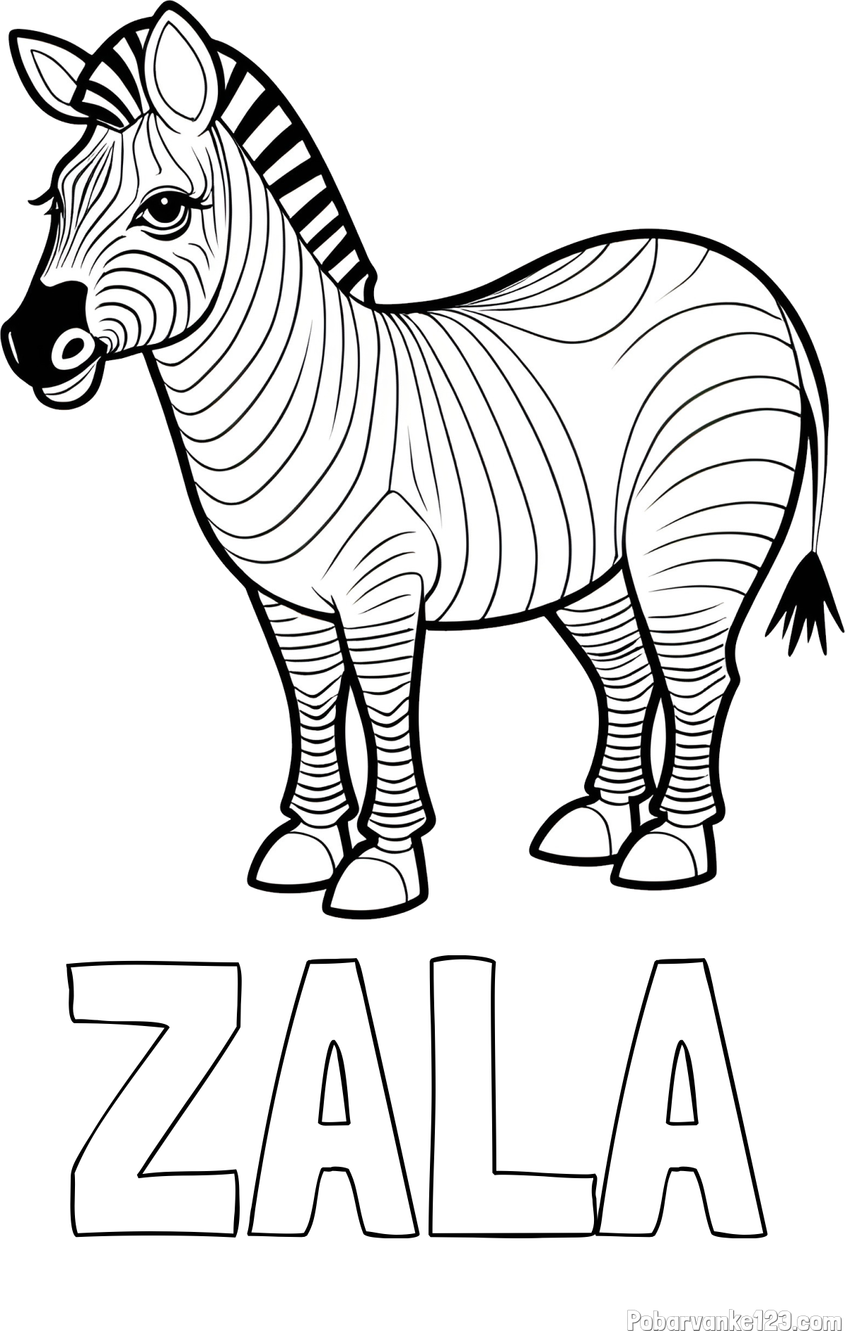 Pobarvanka imena ZALA in pobarvanka ljubke zebre