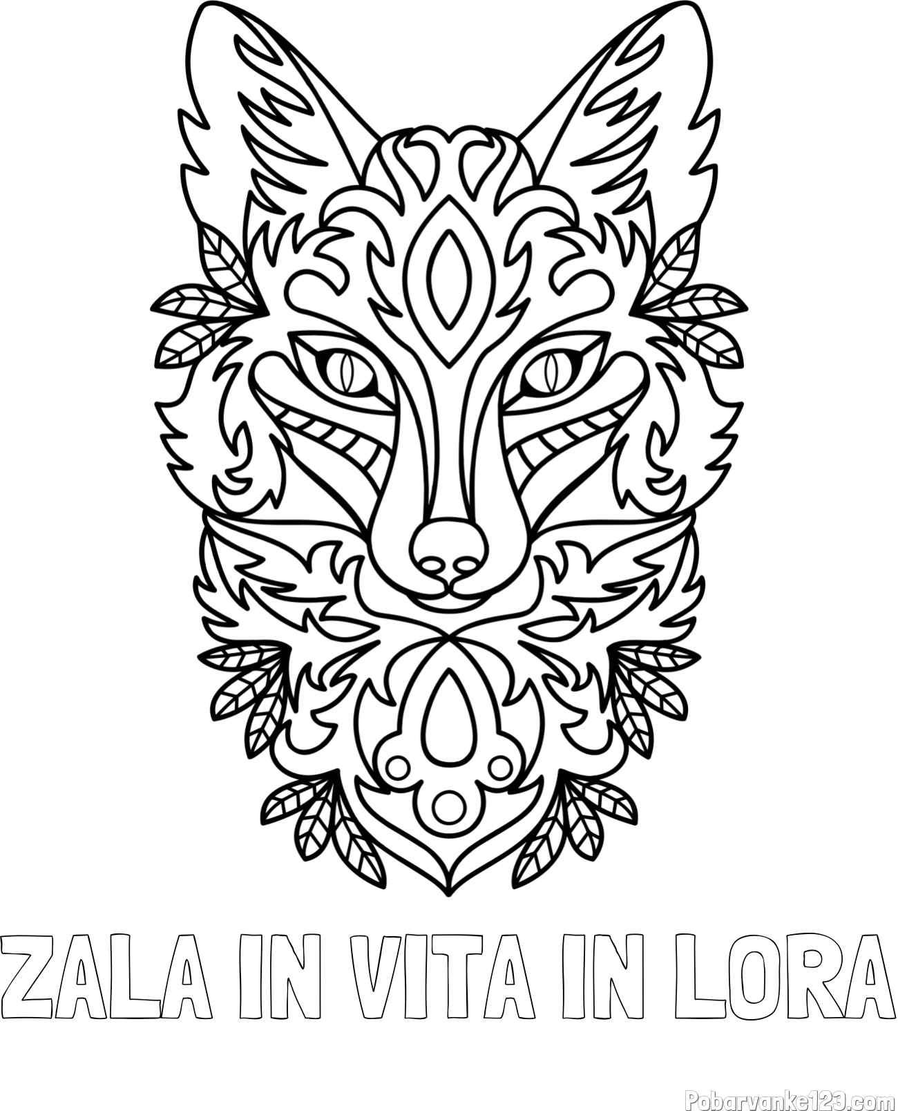 Pobarvanka imena ZALA IN VITA IN LORA in pobarvanka volka - mandale