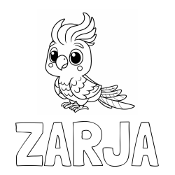 Pobarvanka imena ZARJA in pobarvanka ljubke papige