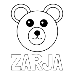 Online izdelana pobarvanka - Pobarvanka imena ZARJA in preprosta pobarvanka medvedka