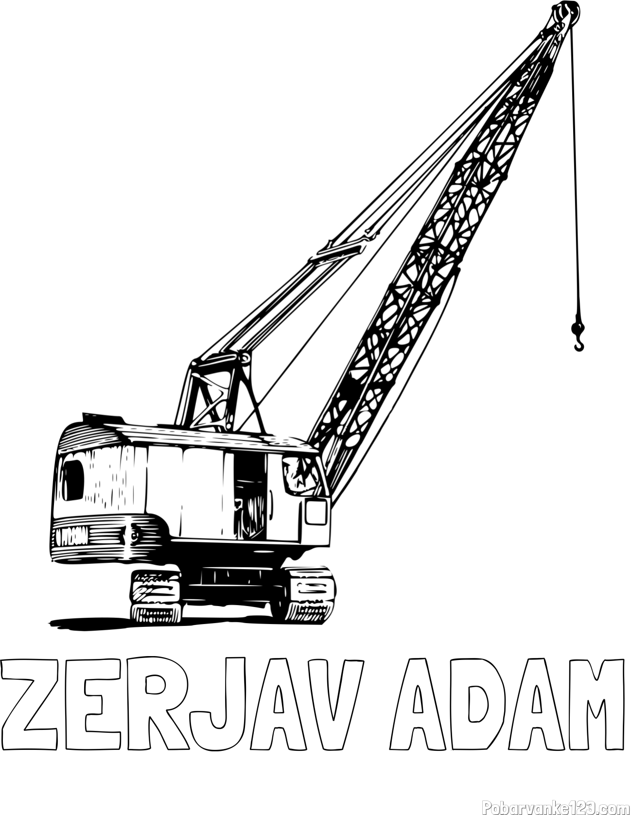 Pobarvanka imena ŽERJAV ADAM in pobarvanka žerjava